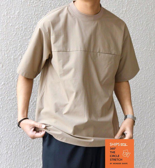 SHIPS any「SHIPS any: 360&deg; THE CIRCLE STRETCH ポケット Tシャツ(セットアップ対応)◇」|Tシャツ・カットソー|ベージュ