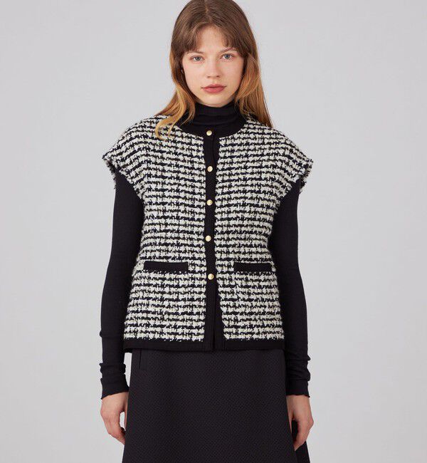 Ballsey ニットコンビツイード フレンチスリーブジレ トゥモローランド ニットコンビツイード フレンチスリーブジレ（Ballsey）｜ルミネの