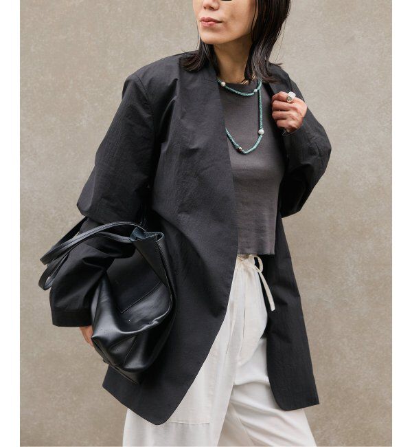 VERMEIL par iena「ドライコットンノーカラージャケット」|ノーカラージャケット|ブラック