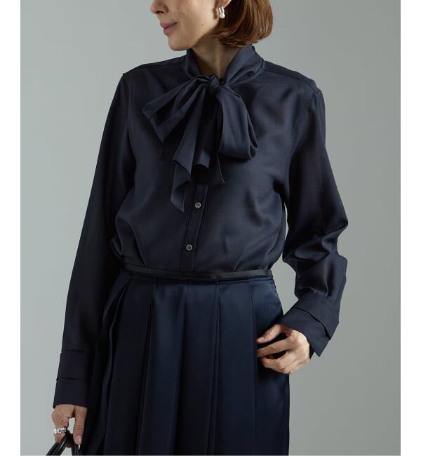 VERMEIL par iena「Woolボイルボータイブラウス」|シャツ・ブラウス|ネイビー