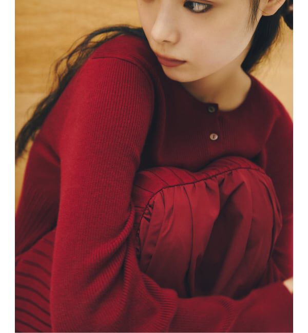  「【洗える】裾ドッキングニットワンピース」|ワンピース|