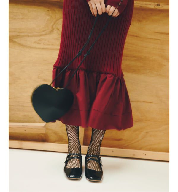  「【洗える】裾ドッキングニットワンピース」|ワンピース|