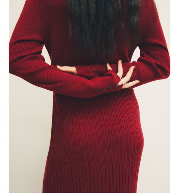  「【洗える】裾ドッキングニットワンピース」|ワンピース|