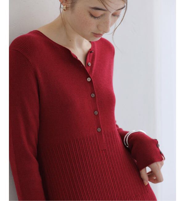  「【洗える】裾ドッキングニットワンピース」|ワンピース|