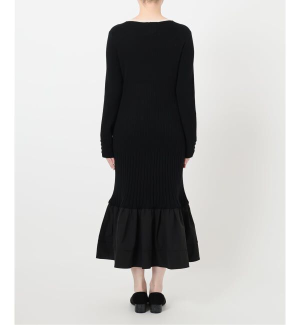  「【洗える】裾ドッキングニットワンピース」|ワンピース|
