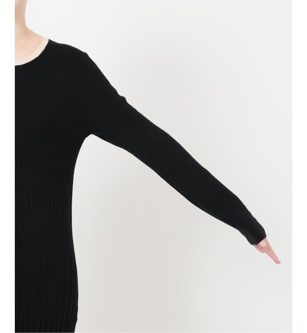  「【洗える】裾ドッキングニットワンピース」|ワンピース|