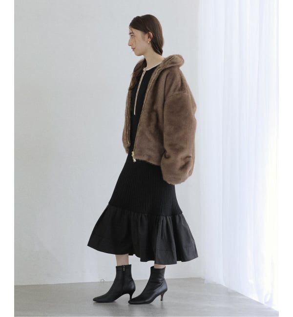  「【洗える】裾ドッキングニットワンピース」|ワンピース|