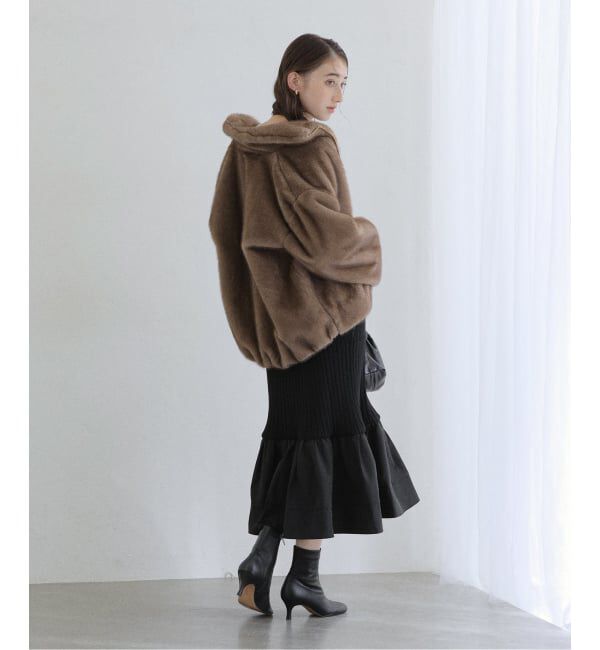  「【洗える】裾ドッキングニットワンピース」|ワンピース|