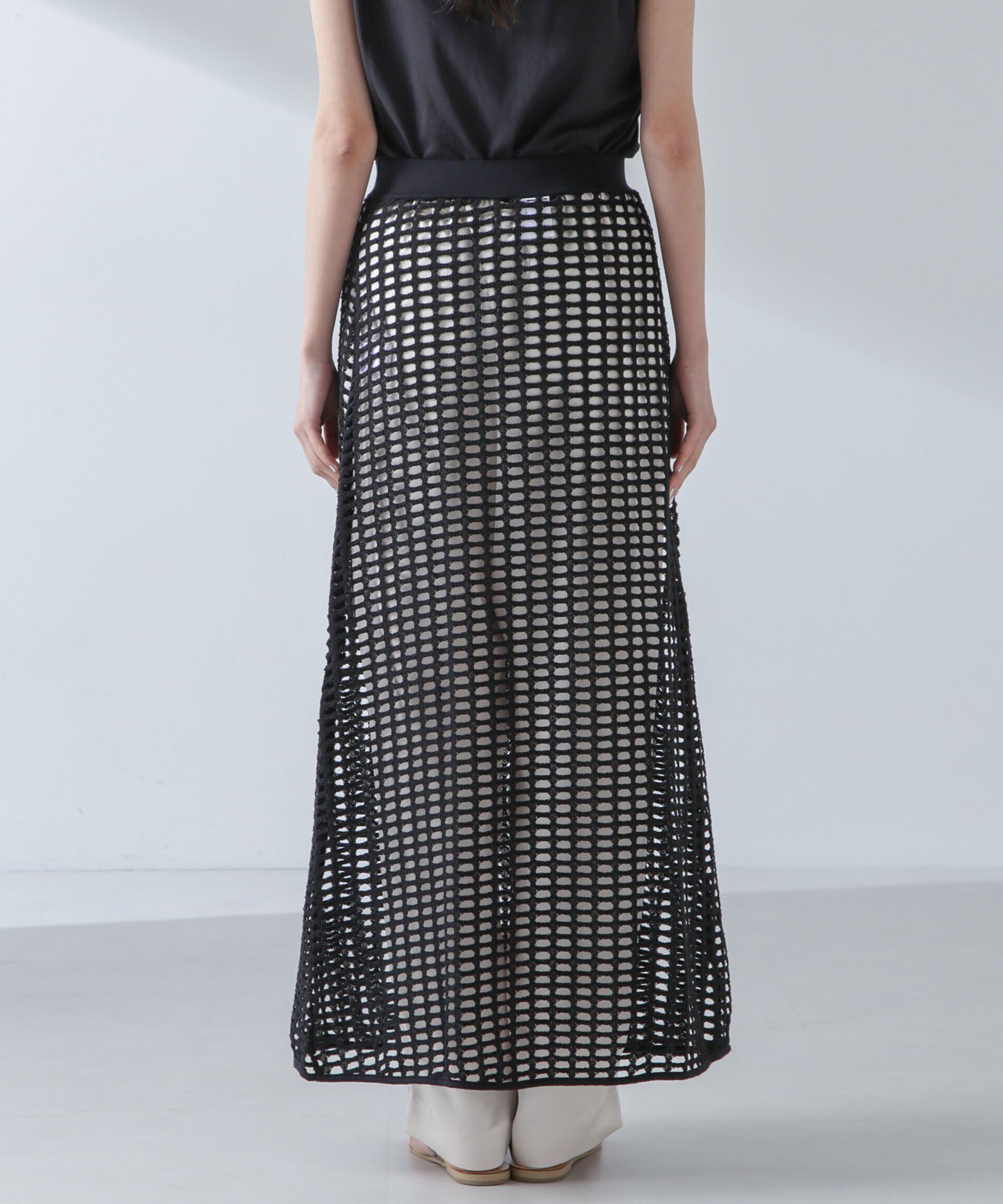 nano･universe「RITA ROW/Crochet straight long skirt」|スカート|