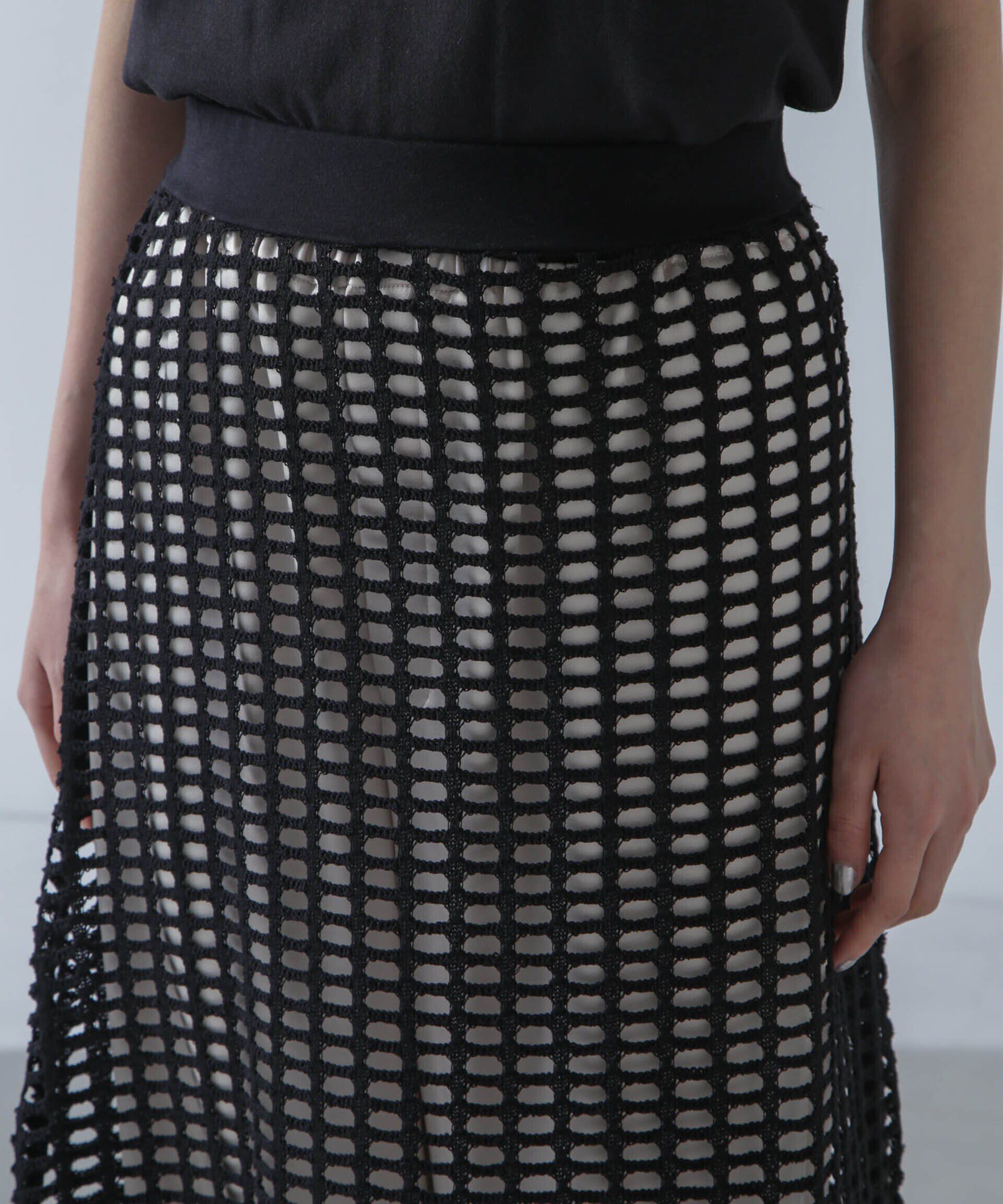 nano･universe「RITA ROW/Crochet straight long skirt」|スカート|