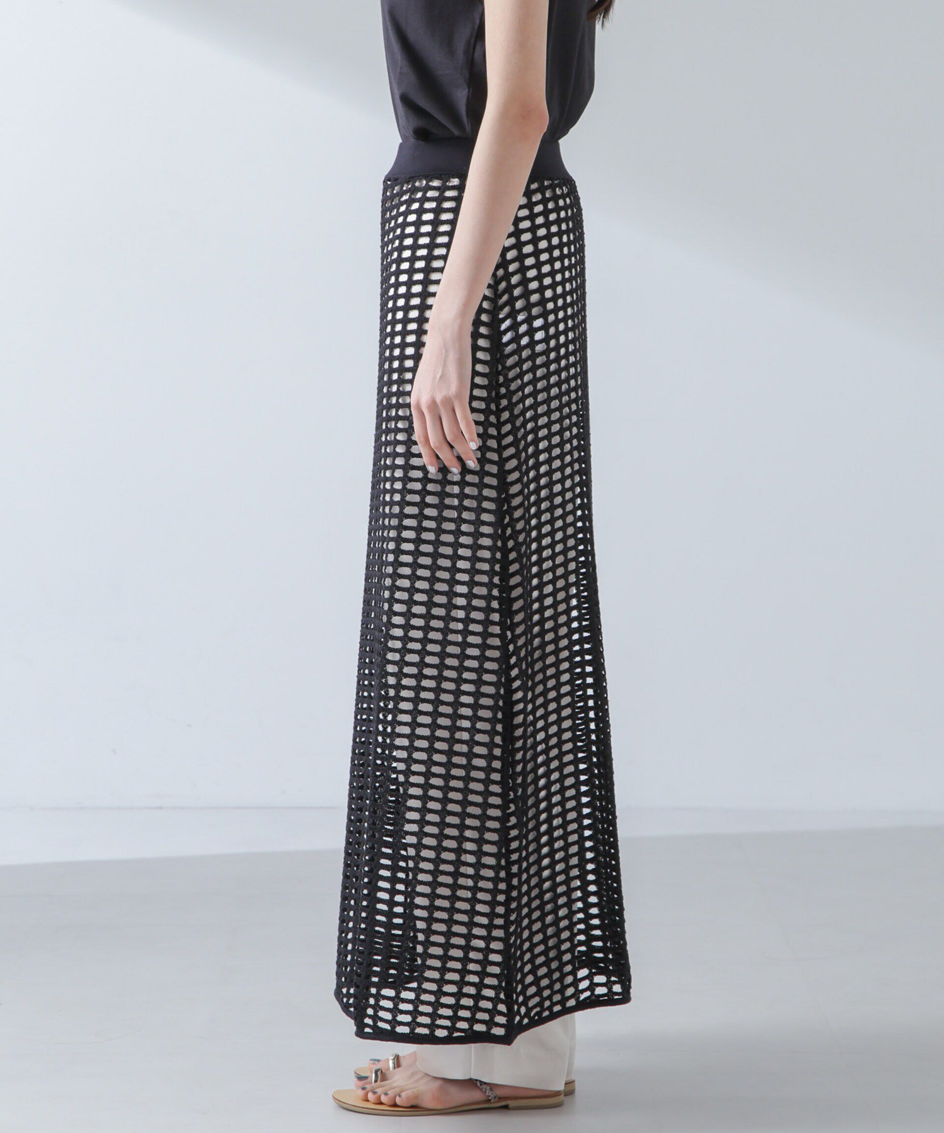 nano･universe「RITA ROW/Crochet straight long skirt」|スカート|