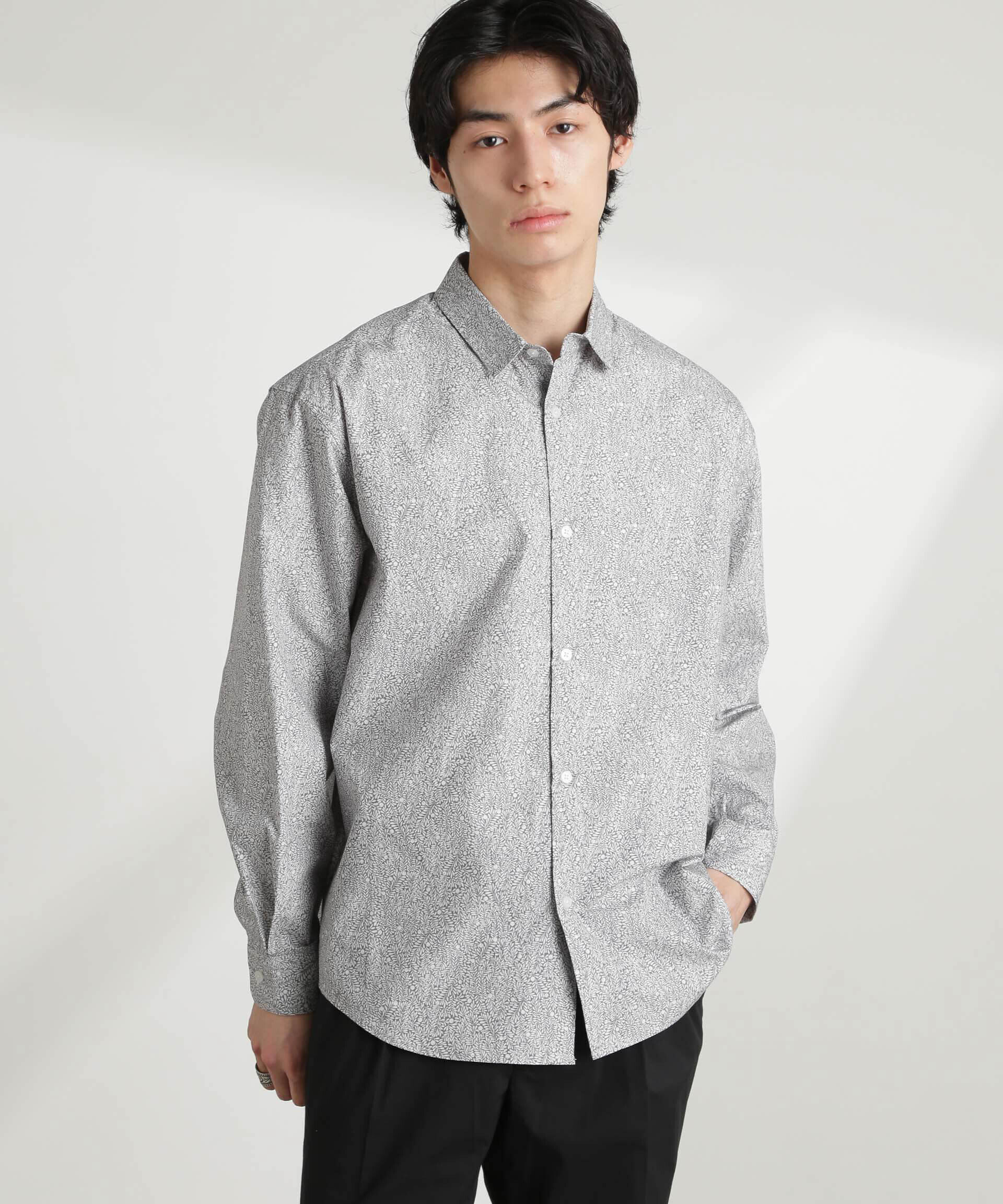 nano･universe「オリジナルパターンフラワープリントシャツ 長袖」|シャツ・ブラウス|