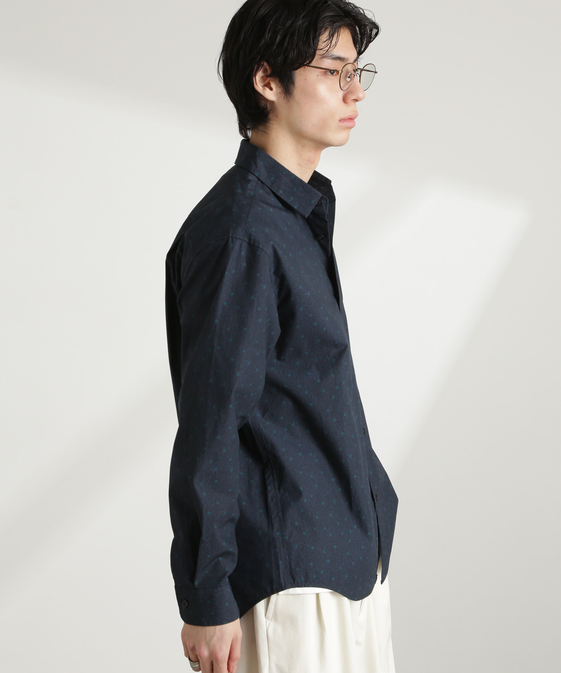 nano･universe「オリジナルパターンフラワープリントシャツ 長袖」|シャツ・ブラウス|