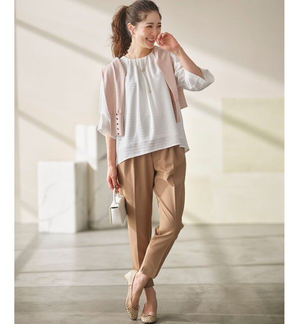 組曲「【WEB限定】ボーダージャガード タック袖ブラウス」|シャツ・ブラウス|