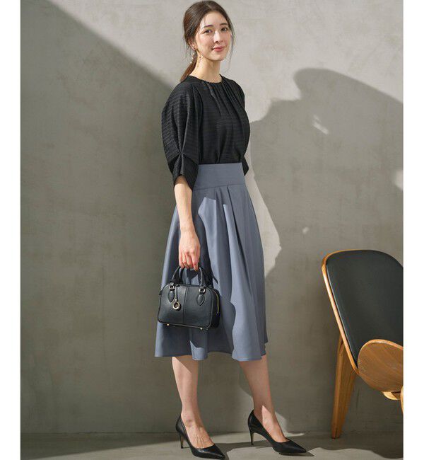 組曲「【WEB限定】ボーダージャガード タック袖ブラウス」|シャツ・ブラウス|