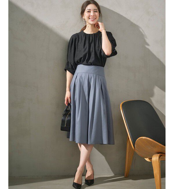 組曲「【WEB限定】ボーダージャガード タック袖ブラウス」|シャツ・ブラウス|