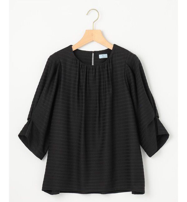 組曲「【WEB限定】ボーダージャガード タック袖ブラウス」|シャツ・ブラウス|