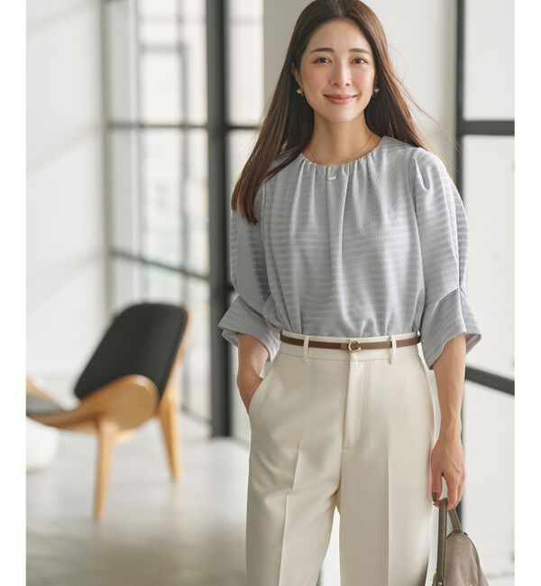 組曲「【WEB限定】ボーダージャガード タック袖ブラウス」|シャツ・ブラウス|ﾀﾞｽﾃｨﾌ