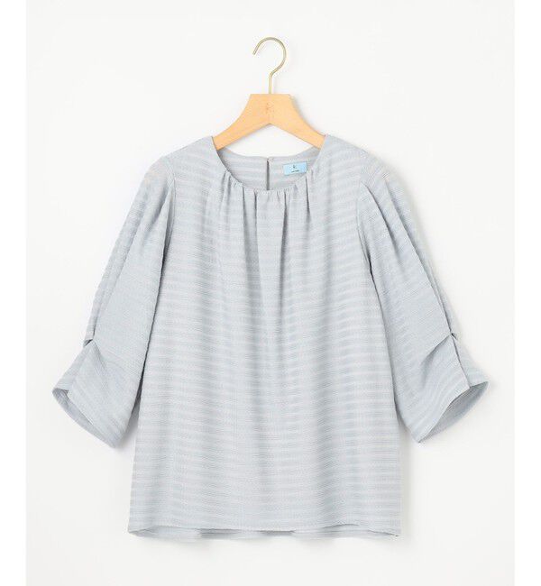 組曲「【WEB限定】ボーダージャガード タック袖ブラウス」|シャツ・ブラウス|