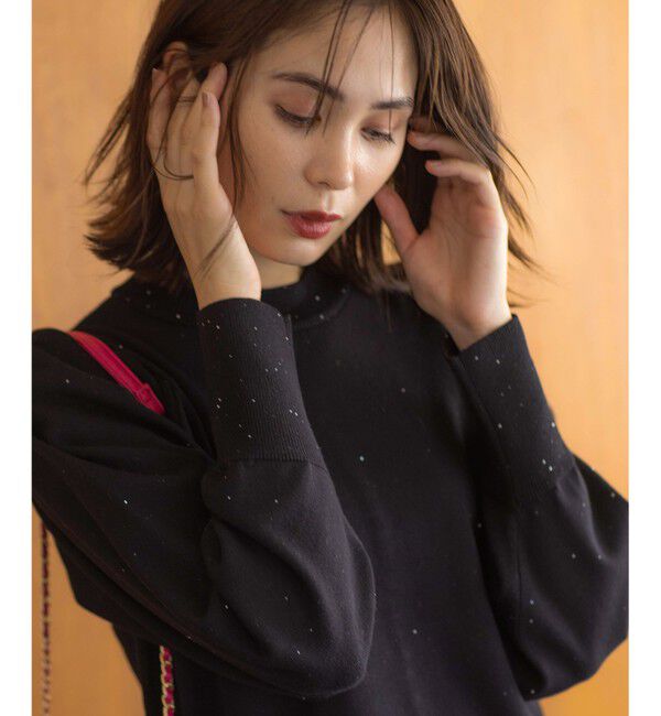 組曲「【WEB限定】ELENAスパンコールバックパール ニット」|ニット・セーター|ブラック系