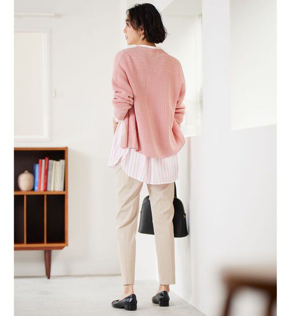 自由区「【WEB限定カラーあり・洗える】リネンミドルゲージニット カーディガン」|カーディガン|