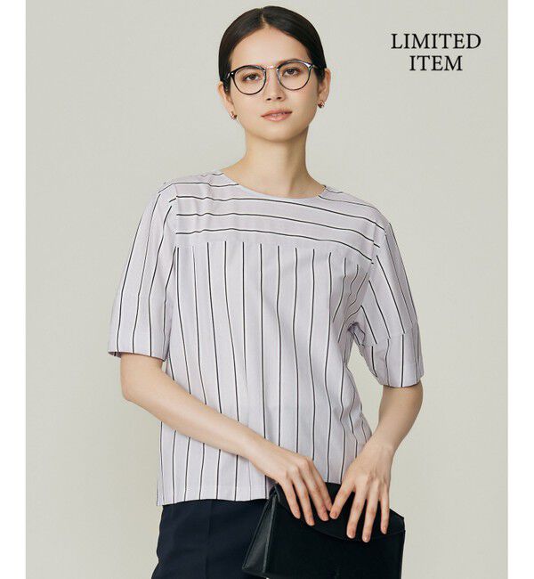 自由区「【WEB限定・洗える】ストライプハイゲージジャージー カットソー」|Tシャツ・カットソー|グレー