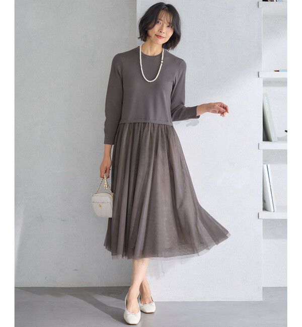 23区「【洗える】チュールコンビ ワンピース」|ワンピース|
