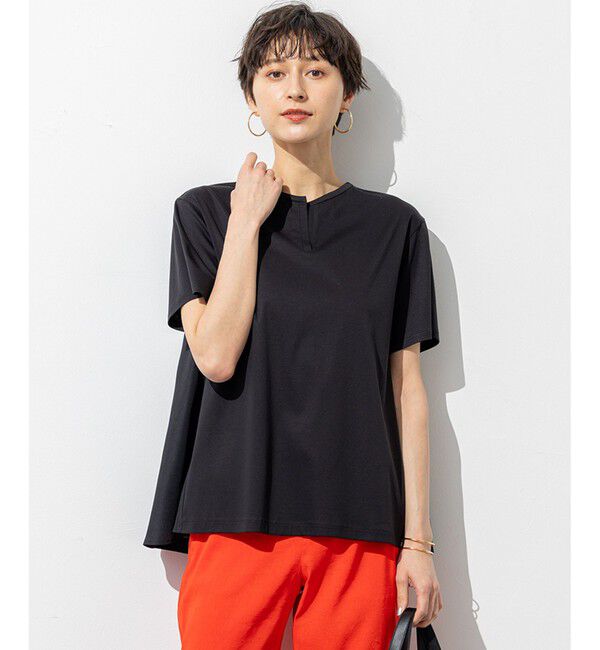 23区「【汗じみ防止/洗える】スムースデザイン バックフレア カットソー」|Tシャツ・カットソー|ブラック系