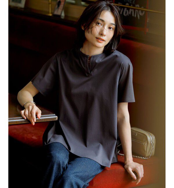 23区「【汗じみ防止/洗える】スムースデザイン バックフレア カットソー」|Tシャツ・カットソー|ﾀﾞｰｸﾌﾞ