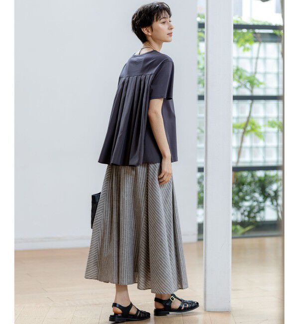 23区「【汗じみ防止/洗える】スムースデザイン バックフレア カットソー」|Tシャツ・カットソー|