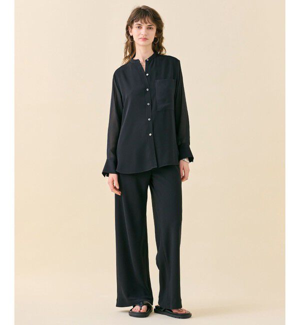 BEIGE,「【WEB限定・洗える】CELOSIA / シアースリーブスタンドカラーブラウス」|シャツ・ブラウス|