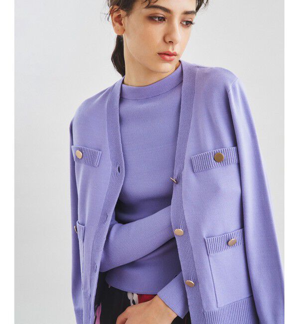  「トリミングニットカーディガン」|カーディガン|