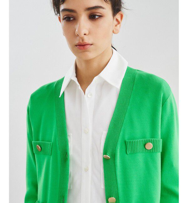  「トリミングニットカーディガン」|カーディガン|