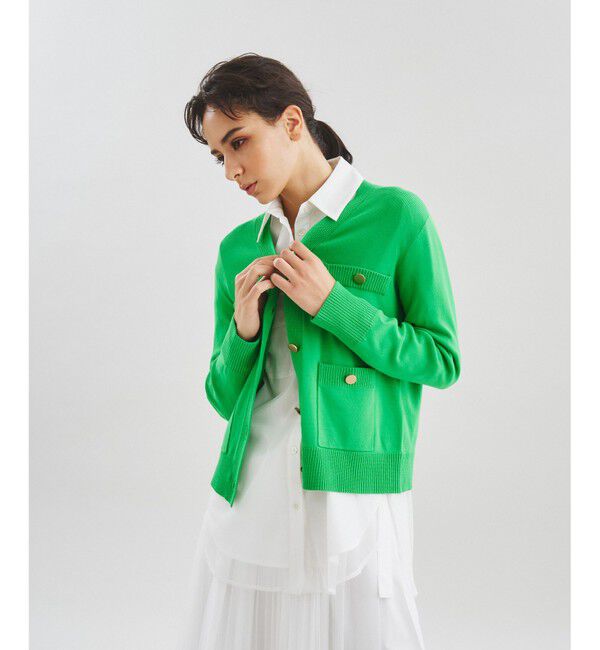  「トリミングニットカーディガン」|カーディガン|