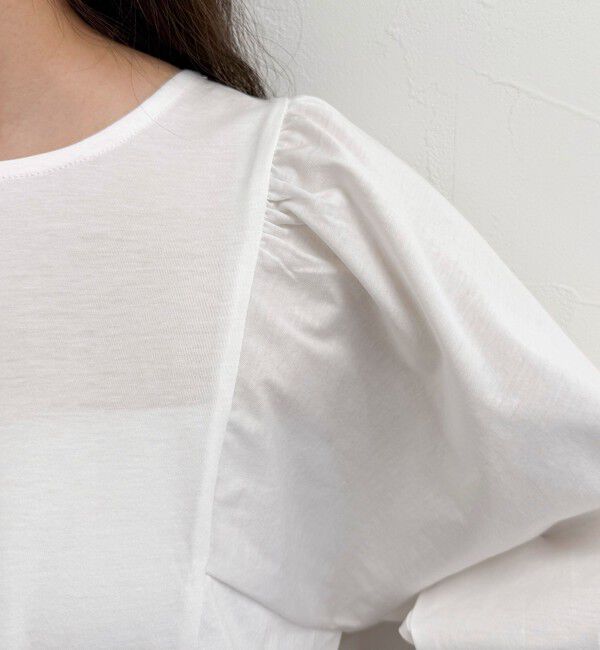 fredy emue「シルケット袖ギャザーカットソーブラウス」|Tシャツ・カットソー|