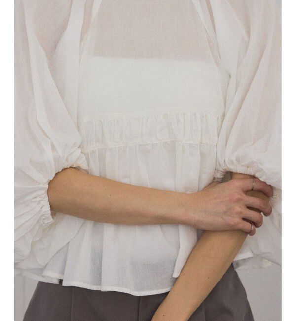 SALON adam et rope'「【WEB限定】ハーフスリーブギャザーブラウス［カディコットン］」|シャツ・ブラウス|