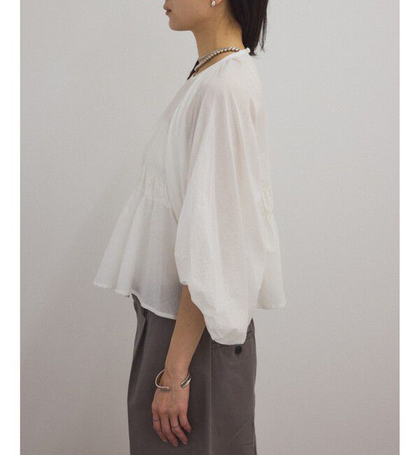 SALON adam et rope'「【WEB限定】ハーフスリーブギャザーブラウス［カディコットン］」|シャツ・ブラウス|
