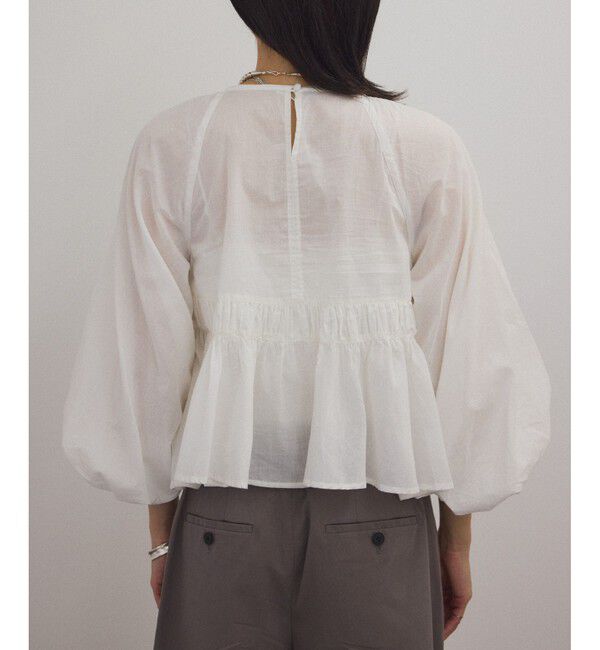 SALON adam et rope'「【WEB限定】ハーフスリーブギャザーブラウス［カディコットン］」|シャツ・ブラウス|