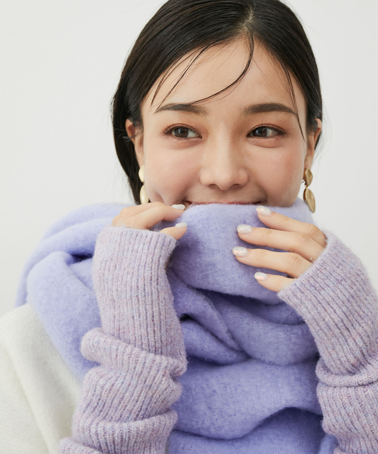 VIS「【2WAY】フィンガーレスリブニットアームウォーマー」|手袋|ラベンダー(52)