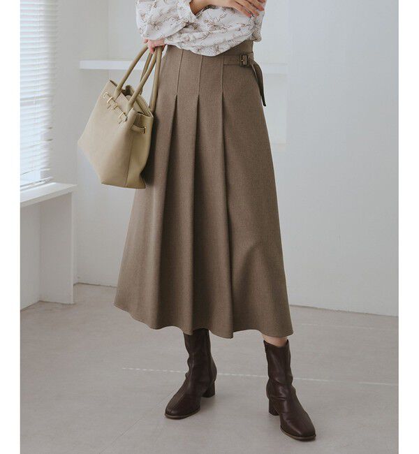 Rope&rsquo;Picnic「レディハンサムシリーズ ウールライクタックキルトスカート/セットアップ対応」|スカート|