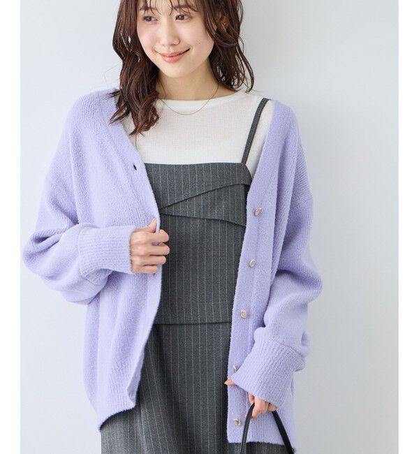 Rope&rsquo;Picnic「【新色追加】スフレニットシリーズ 変形メタルボタンミドル丈カーディガン/イージーケア・リンクコーデ」|カーディガン|