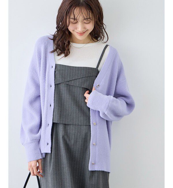 Rope&rsquo;Picnic「【新色追加】スフレニットシリーズ 変形メタルボタンミドル丈カーディガン/イージーケア・リンクコーデ」|カーディガン|