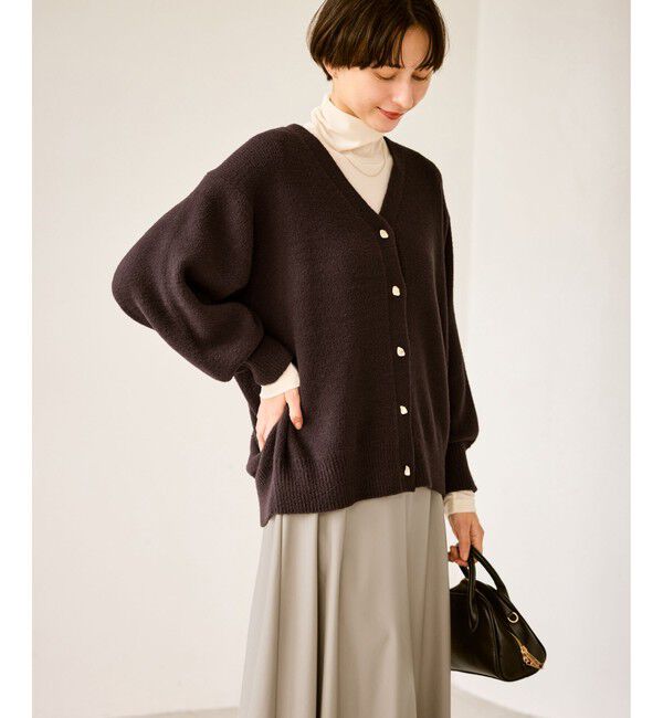 Rope&rsquo;Picnic「【新色追加】スフレニットシリーズ 変形メタルボタンミドル丈カーディガン/イージーケア・リンクコーデ」|カーディガン|