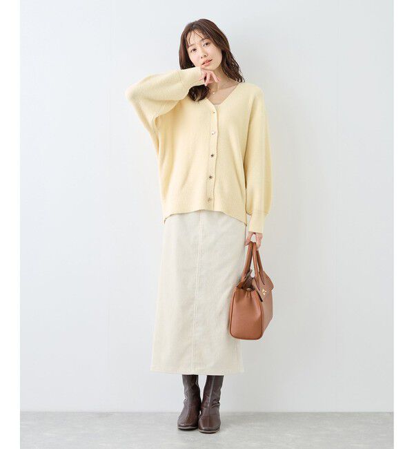Rope&rsquo;Picnic「【新色追加】スフレニットシリーズ 変形メタルボタンミドル丈カーディガン/イージーケア・リンクコーデ」|カーディガン|