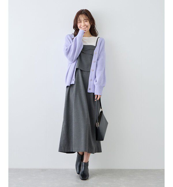 Rope&rsquo;Picnic「【新色追加】スフレニットシリーズ 変形メタルボタンミドル丈カーディガン/イージーケア・リンクコーデ」|カーディガン|