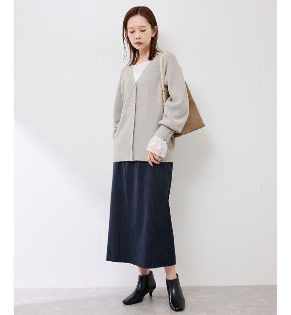 Rope&rsquo;Picnic「【新色追加】スフレニットシリーズ 変形メタルボタンミドル丈カーディガン/イージーケア・リンクコーデ」|カーディガン|