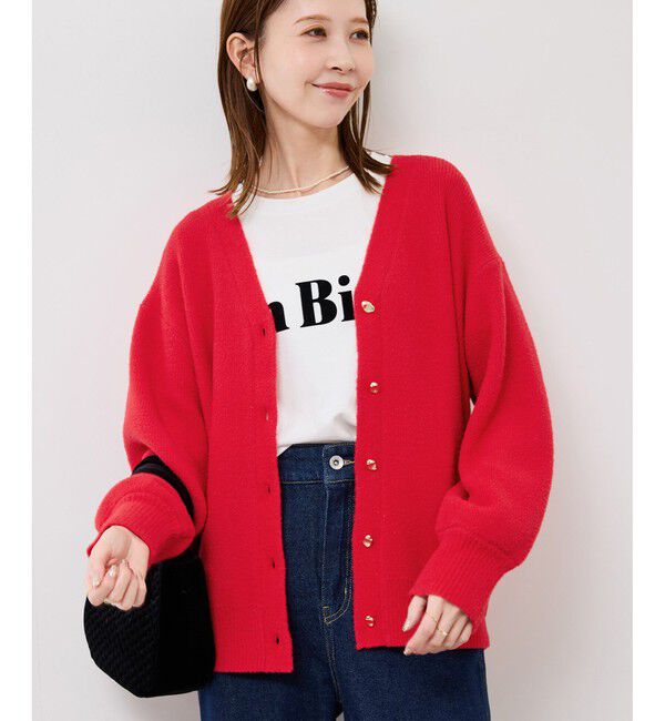 Rope&rsquo;Picnic「【新色追加】スフレニットシリーズ 変形メタルボタンミドル丈カーディガン/イージーケア・リンクコーデ」|カーディガン|