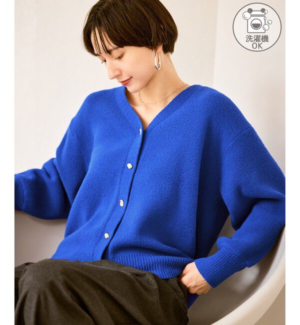 Rope&rsquo;Picnic「【新色追加】スフレニットシリーズ 変形メタルボタンミドル丈カーディガン/イージーケア・リンクコーデ」|カーディガン|ブルー(44)