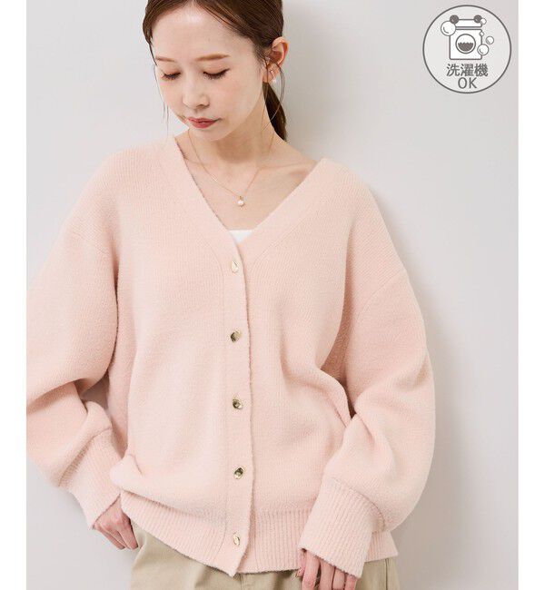 Rope&rsquo;Picnic「【新色追加】スフレニットシリーズ 変形メタルボタンミドル丈カーディガン/イージーケア・リンクコーデ」|カーディガン|ピンク系(65)