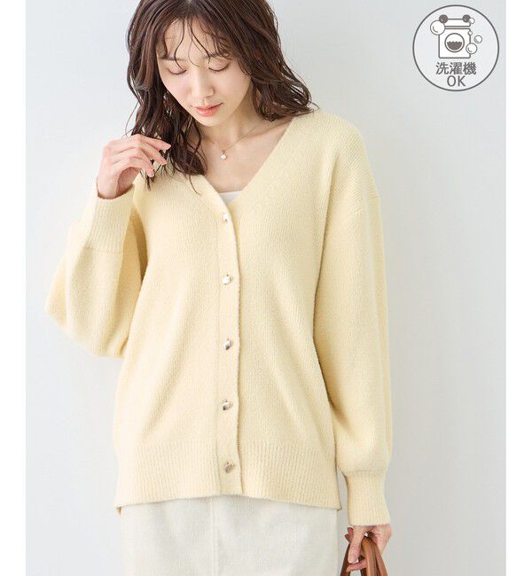 Rope&rsquo;Picnic「【新色追加】スフレニットシリーズ 変形メタルボタンミドル丈カーディガン/イージーケア・リンクコーデ」|カーディガン|クリーム(83)
